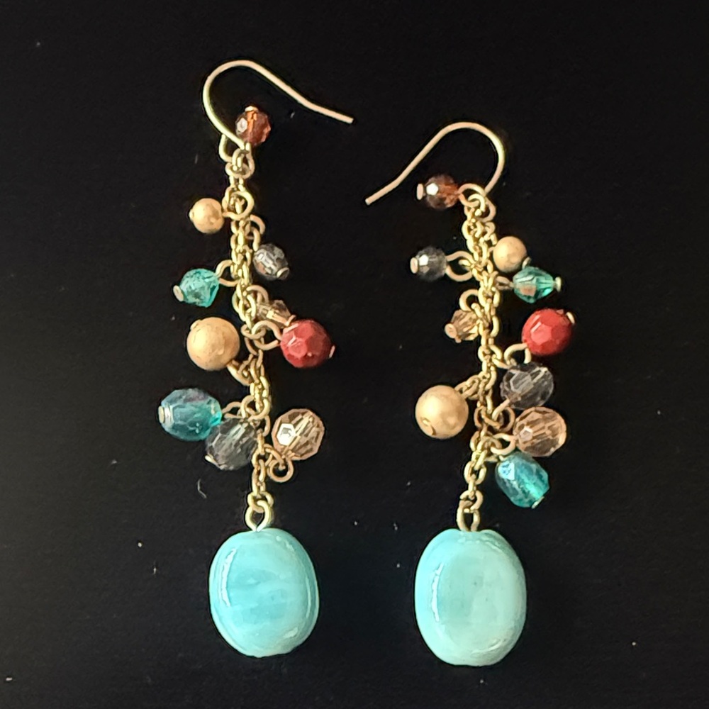 Multicolor Crystal and glass Dangle Earrings